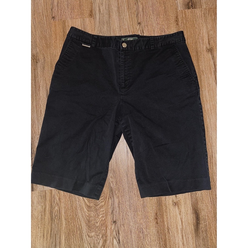 Lauren Ralph Lauren Active Black Chino Shorts Womens 10 Mid Rise Stretch Cotton‎